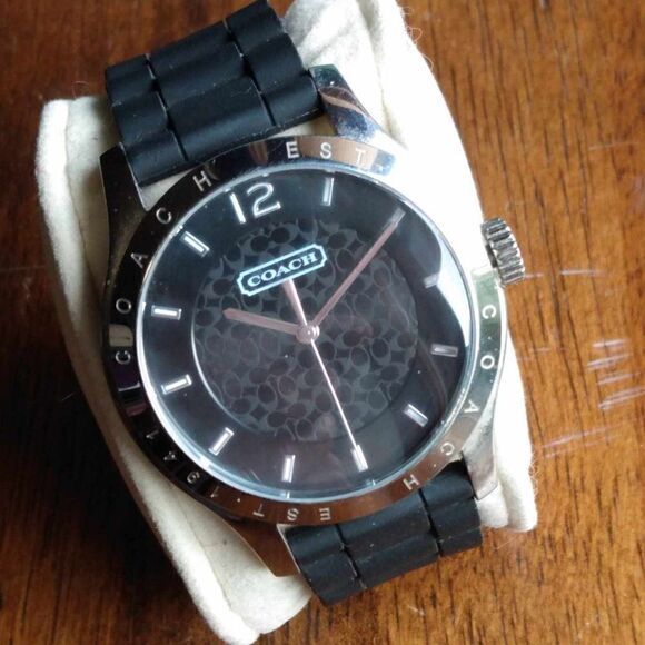 Mens Black Coach Watch Running - Picture 1 of 9